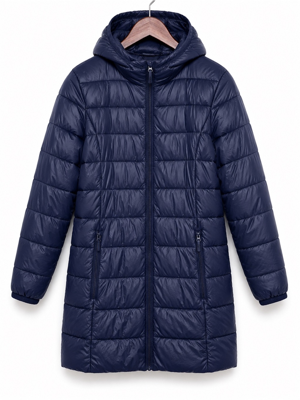 Women’s Lightweight Hooded Puffer Coat Navy Blue Size Large | Costco
